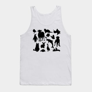 ANIMALS PATTERN Black Silhouette Pet Animal Cool Style Tank Top